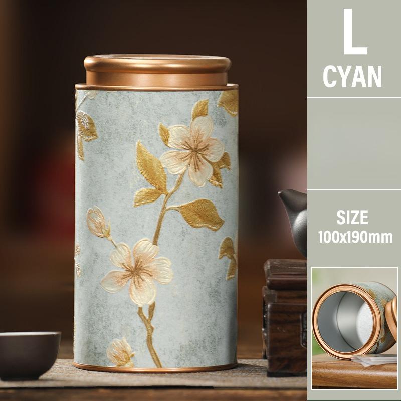 Flower Pattern Empty Tea Tin Can Household Green Black Tea Sealed Jar Spice Jars Small Packaging Gift Box Tinplate Storage Can