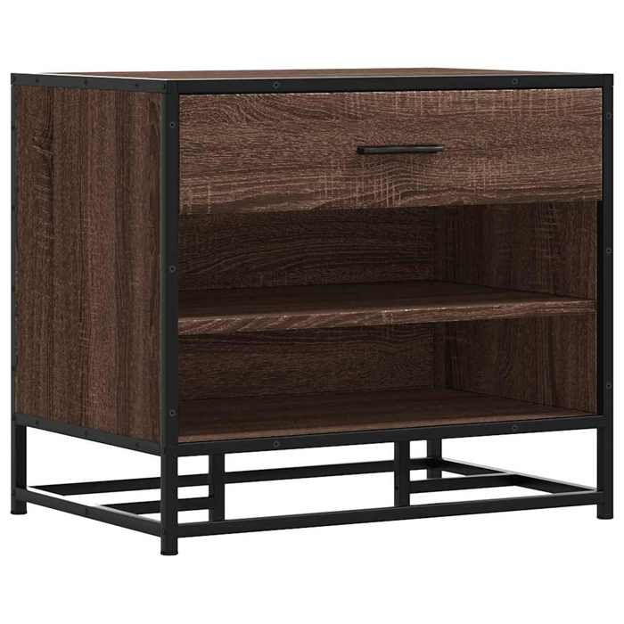 VidaXL Banc à chaussures chêne marron bois d'ingénierie et métal, banc, banquette de couloir, siège de couloir, banc de 849223