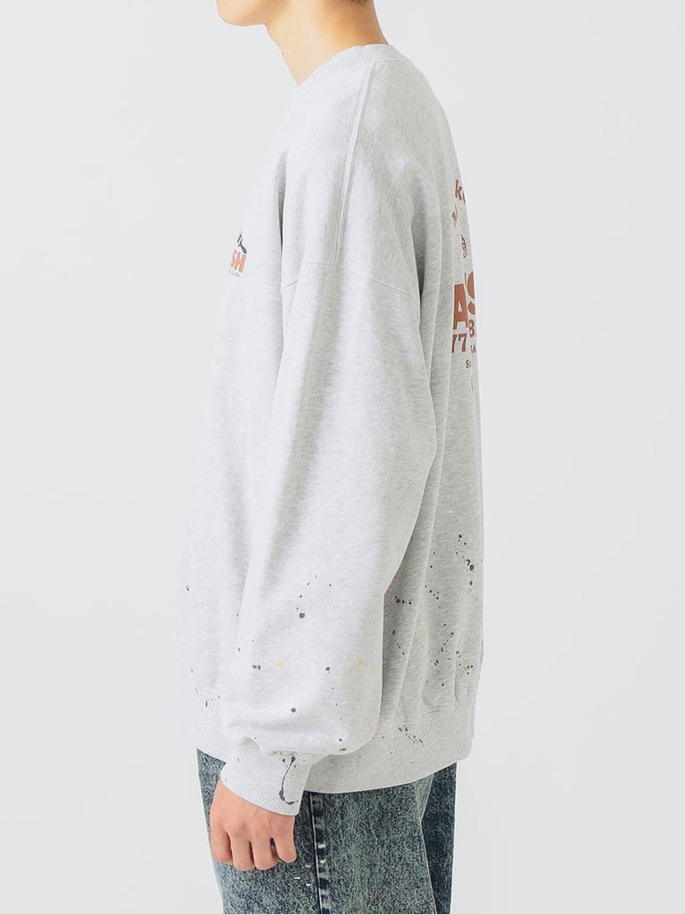 Beams Heart Herren Sweatshirt mit Bemalung, Grau, Größe S