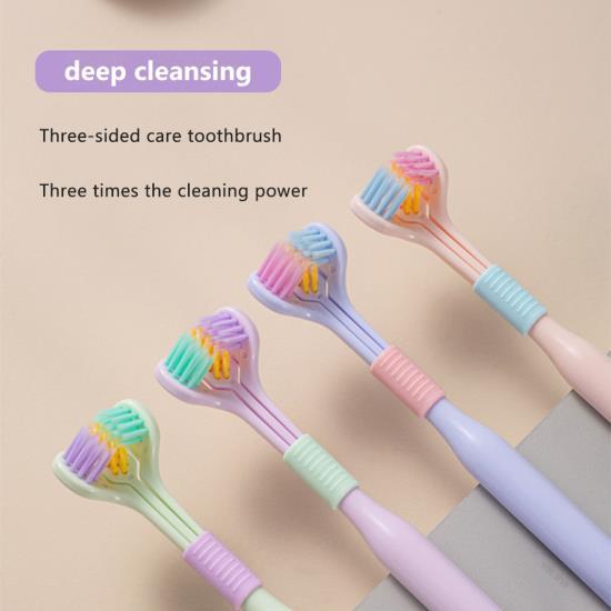 Pack of 2 3 4 Three Sided Toothbrushes Soft Bristle Toothbrush for Adults V Shaped Toothbrush Non Slip Cleaning Toothbrush