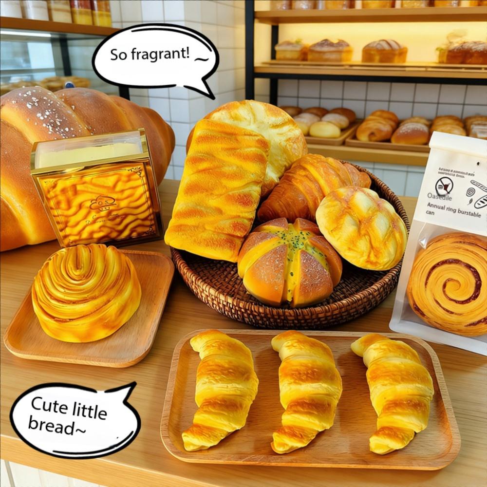 Simulated Bread Squishy Toy For Stress Relief Slow Rebound Soft Finger Attraction Gift Toy Realistic Squeezable Bread Design