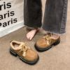 Plush Shoes Muffin Bottom Retro Style Simple Foreign Style Small Fragrant Style Loafers Heightening Cotton Shoes