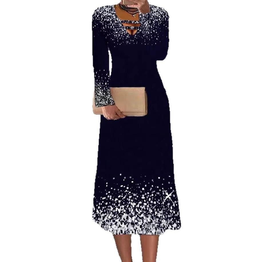 Long-sleeved v-neck new dress women's clothing