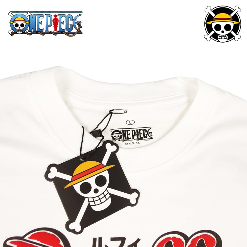 EVERSOUL ONE PIECE Sombrero de Paja Corto Talla de Personaje L Camiseta, Manga, LUFFY, Sanji, Luffy, Chopper, Nami, Piratas, Zoro, Merchandising, Anime, Hombre,