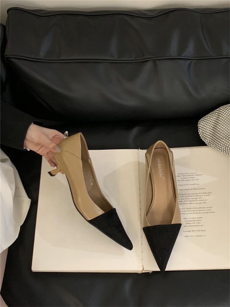 High heels women's thin heels are not tired of feet 2025 spring new beautiful red shoes pointed French single shoes