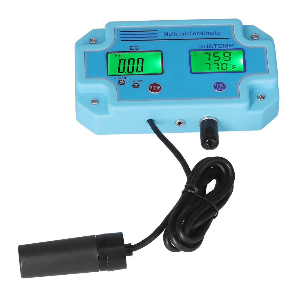 Metru PH EC Temperatură DC 6V Portabil de Înaltă Precizie LCD Monitor Hidroponic Multifuncțional