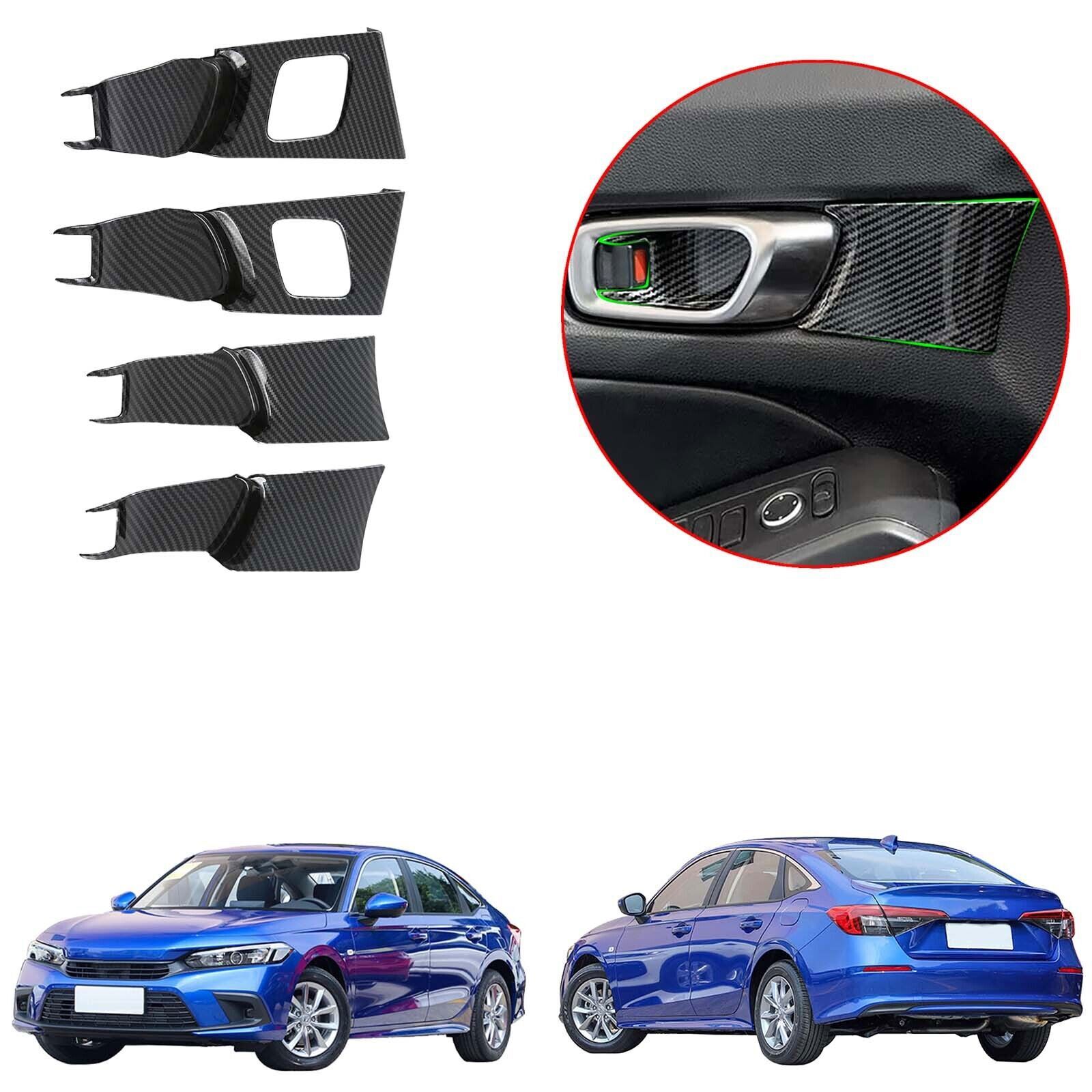 ABS Imitate Carbon Fiber Interior Handle Bowl Cover For Honda Civic 11th +