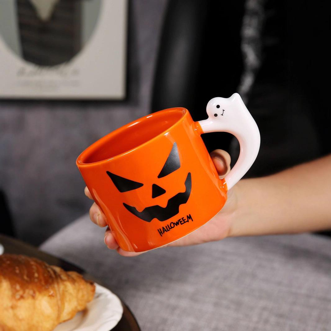 

Новая Хэллоуинская керамическая кружка Персонализированная Креативная Забавная Тыква Фарфоровая чашка Подарочная кружка Сувенирный набор 480ml