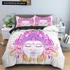 Set Letto Buddha Religione Indiana Buddismo Meditazione Mandala Copripiumino Sorriso Buddha Floreale Morbido Copripiumino Queen King Size