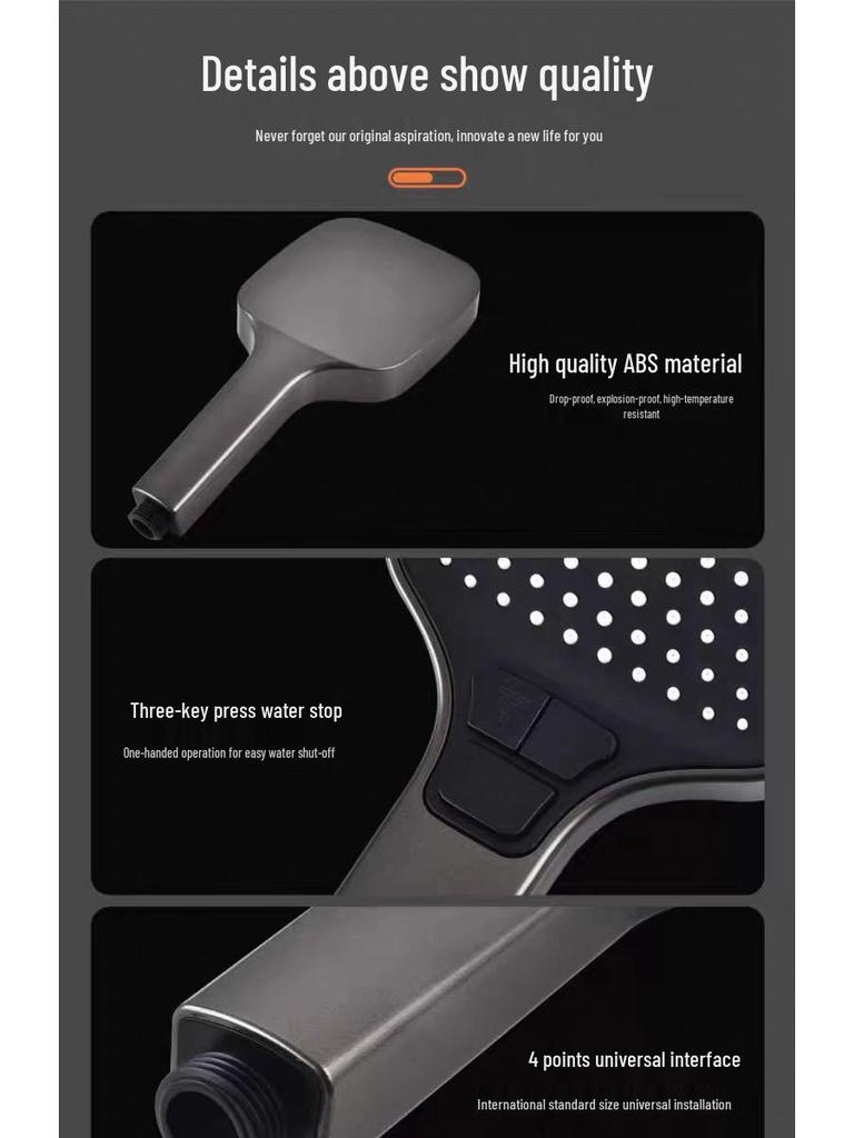 Handheld Water Heater Shower Head with Large Panel for Household Bathrooms