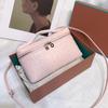 Top layer cowhide L19 ostrich pattern lunch box bag gigi same leather women's bag handbag simple shoulder crossbody bag