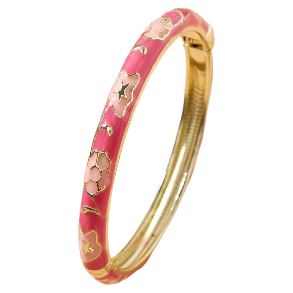 Ethnic Style Vintage Cloisonne Bangle Opening Enamel Bracelet Women's Hand Bracelet  Jewelry Gifts
