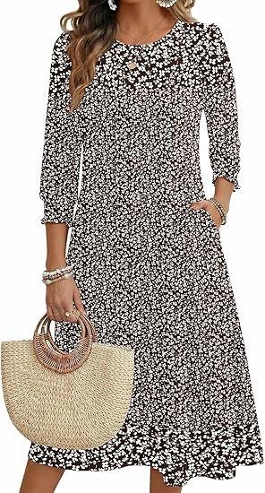 

Женское летнее, с карманом, семирукавное, цветочное, средней и длинной длины, повседневное платье S цветочные печати