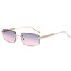 2pcs Rimless Metal Frame Square Sunglasses Women Gradient Color Lens Sun Glasses Vintage Irregular Legs Design Eyewear UV400