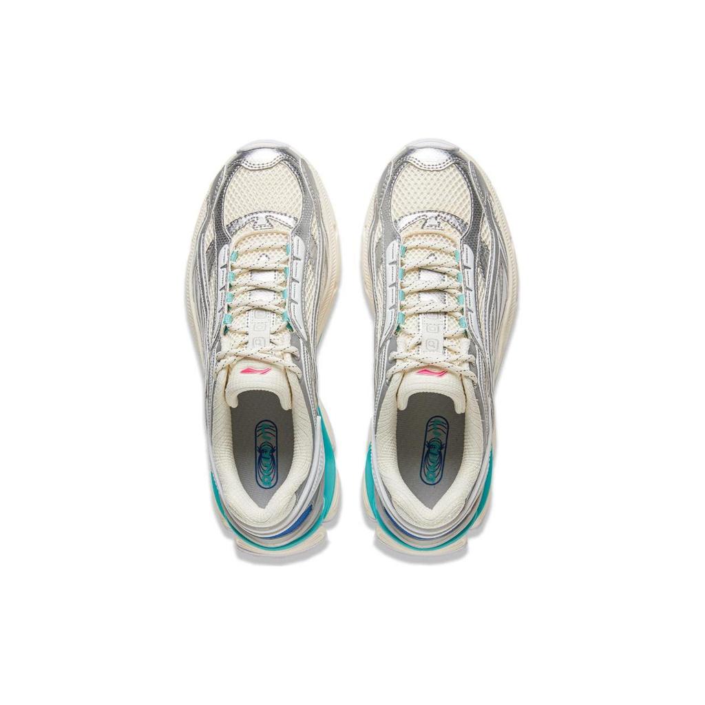 Li Ning Aurora RENEW Cushioning Slip Resistant Abrasion Resistant Low top Casual Shoes Women's Silver White AGCU044-5