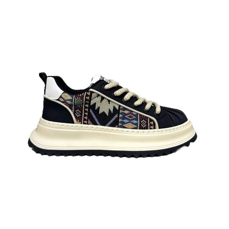 Shell-Kopf Herrenschuhe Herbst Nische originell vielseitig lässige Board-Schuhe roh sportlich dicksohlige erhöhende Canvas-Schuhe