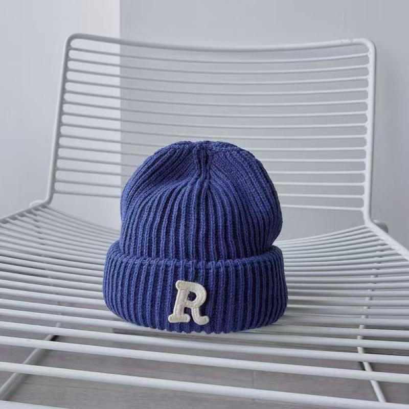 New R letter wool hat women's autumn and winter knitted hat parent-child cold hat trendy versatile casual warm hat
