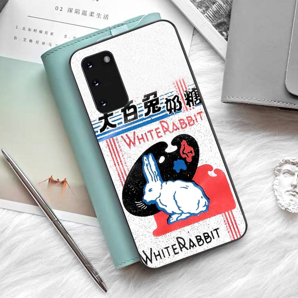 

White Rabbit Creamy Candy Phone Case For Samsung S 24 Fe 25 Ultra Plus 20 Lite 21 30 22 23 24 22 Ultra 5G Fundas Samsung S30 5G