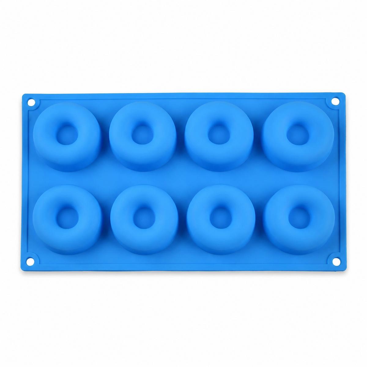 Donut Mold Blue 8-Cavity Silicone Baking Form with Hanging Holes for Homemade Donuts, Cakes, Cookies and Chocolate DIY Treats синий