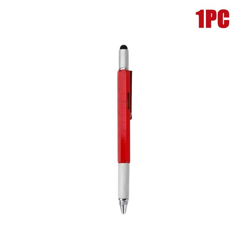 

7 в 1 многофункциональная ручка стилус для сенсорного экрана емкостная ручка с отверткой линейка уровень заправляемый шариковый карандаш инструмент Red-1PC чёрный