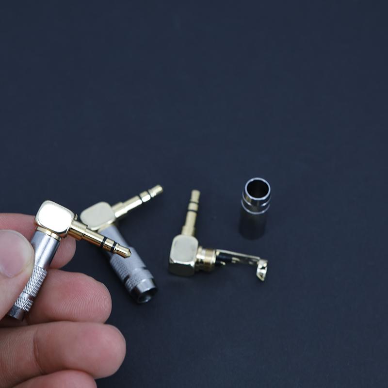 Right Angle Silver Gold Plated Audio 3.5mm Jack Male for Soldering 3 Pole Stereo 90 Degree Earphone Plug Connector Plug