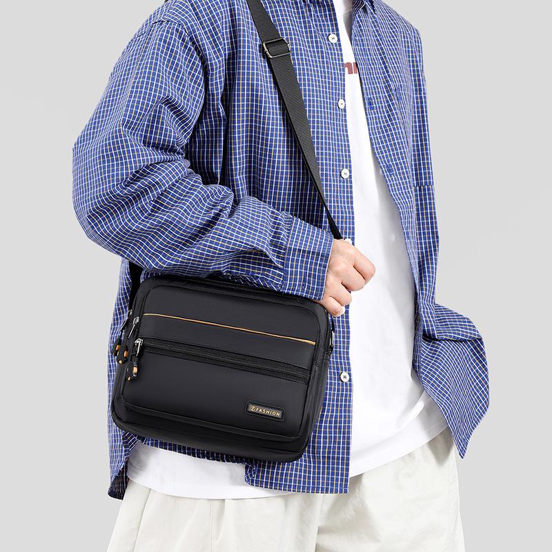Solid Color Waterproof Shoulder Bag Men's Messenger Bag Large Capacity Crossbody Bag