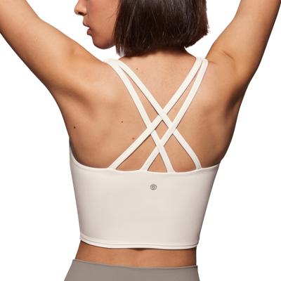 CRZ YOGA Yoga Bra Crossback Sports Yoga Asian Butterluxe White Size S Top, Bra, Wireless, Quick-Drying, Padded, Top, Fit, Apricot,