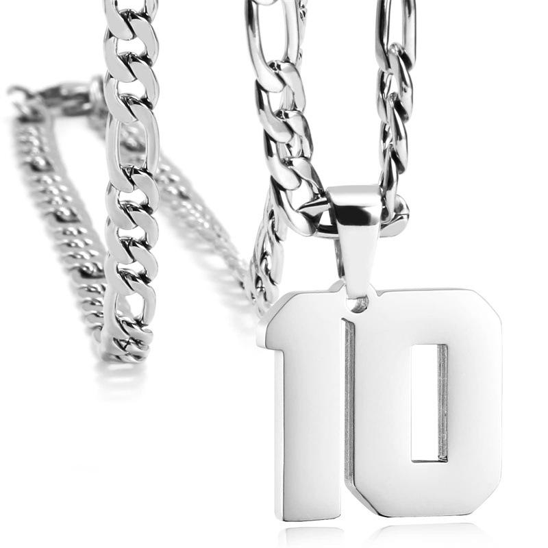 Men's Athlete Stainless Steel Sports Digital Necklace Baseball/Basketball/Soccer Team Inspiration Jewelry Spot