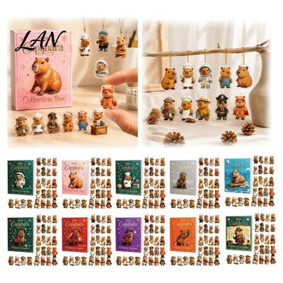 Themed Blind Box Set 2026 Christmas Capybara Advent Calendars, 24 Days Countdown with Calendar Cute 2D Hanging Ornaments, Holiday Gift for Kids Small