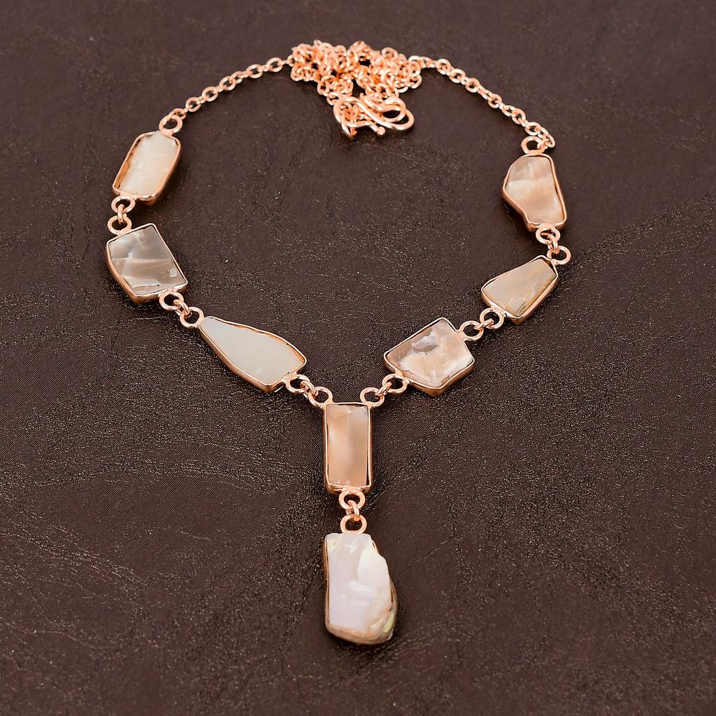 Rough Mother Of Pearl Handmade Copper Jewelry Necklace 18" W6P05