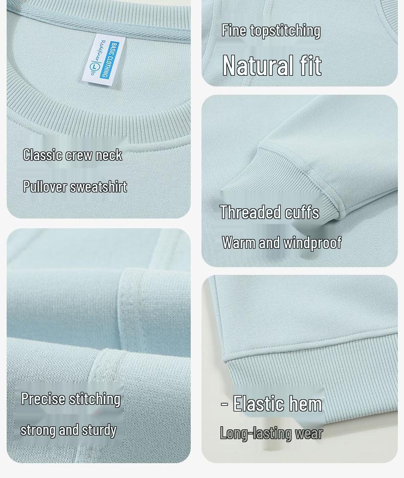 Autumn/Winter Round Neck Solid Color Loose Fit Drop Shoulder Hoodie