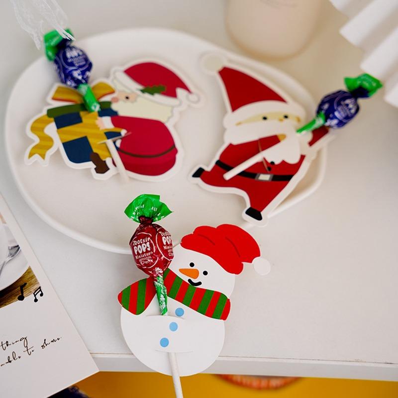 50 Stück/Set Weihnachten Lutscher Papierkarten Cartoon Weihnachtsmann Pinguin Schneemann Kinder Süßigkeiten Geschenke Verpackung Neujahrsparty