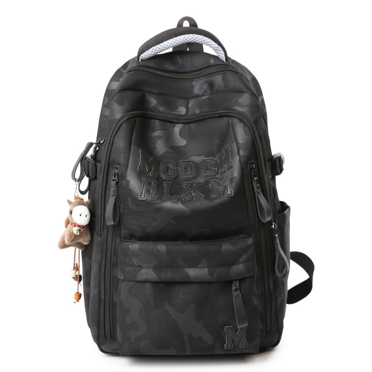 Letter Backpack Large Capacity School Bag Lightweight Backpack чёрный