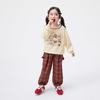 Girls' Cartoon Print Sweatshirt & Plaid Pants Set