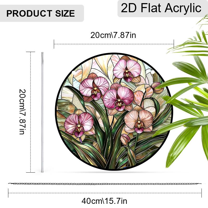 Acrylic Orchid Flower Suncatcher Stained Glass Effect Window Hanging Ornament Floral Gift for Home