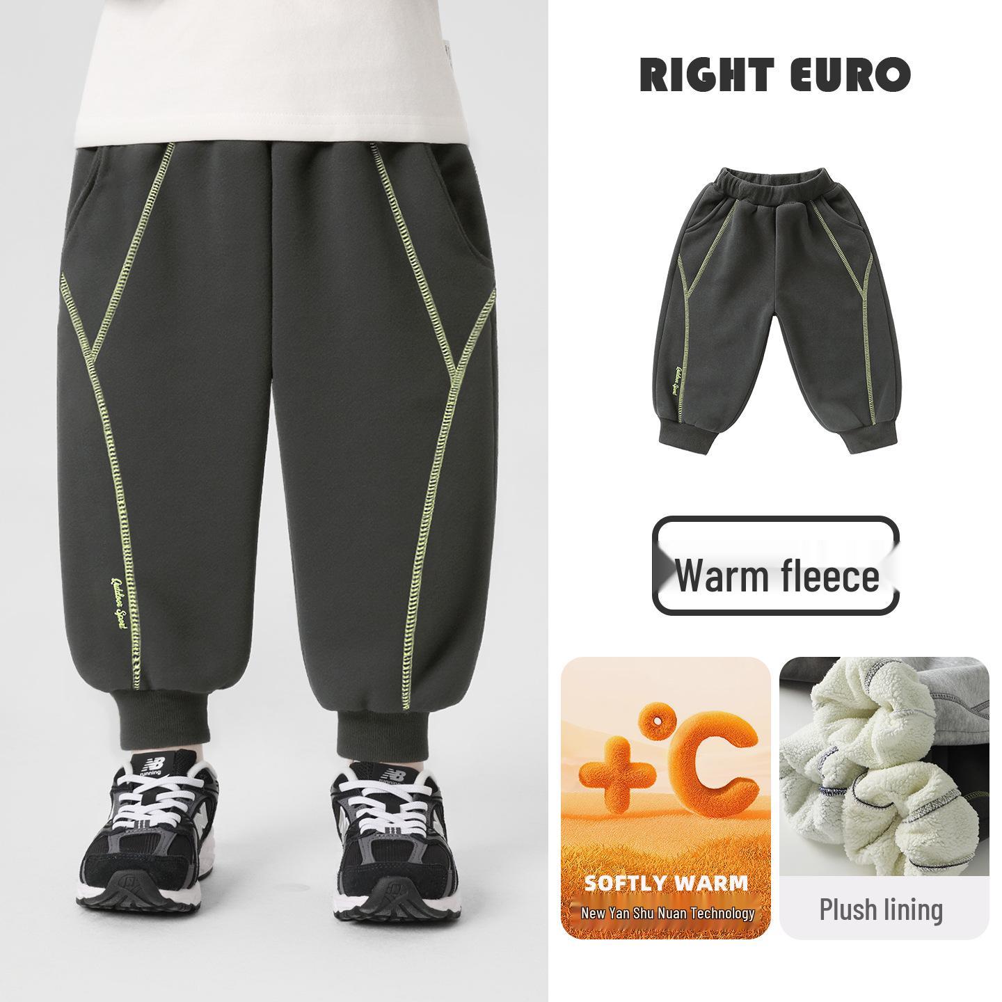 2025 European Boys Fleece-Lined Winter Sweatpants – New Kids Thick Sports Pants 110 cm