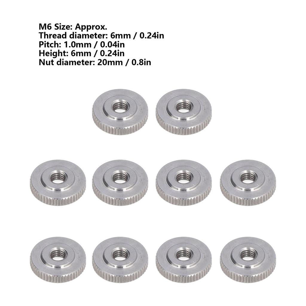 Knurled Thumb Nut 304 Stainless Steel Knurled Flat Head Through Hole Hand Tightening