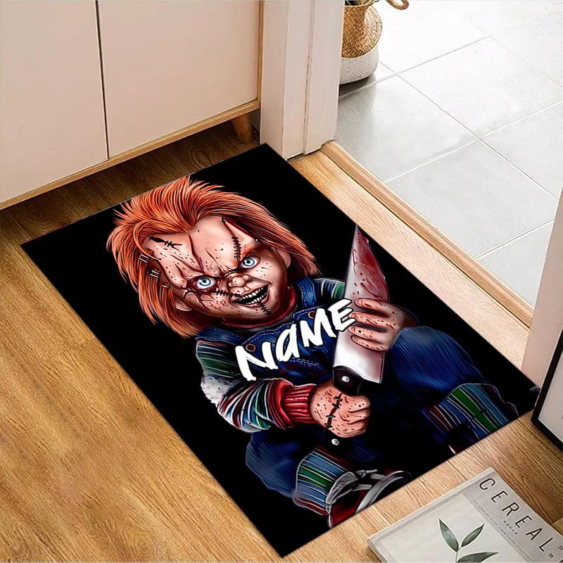 Custom Name Chucky's Bloody Tale Rug for Living Room, Game Rooms, Office, Bedroom, Floor Mat Playful Design, fan gifts Christmas decor