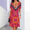 3D Digital Printing Dresses Women's Summer Short-sleeved O-neck Casual Loose Dress