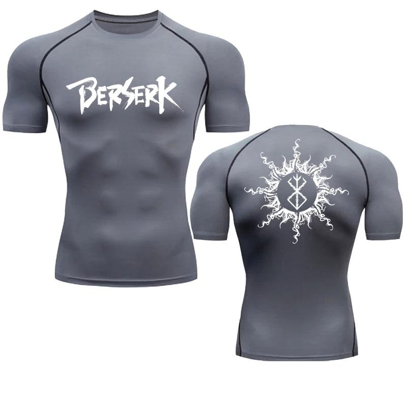 Men Sport T-shirt Quick Dry Bodybuilding Running Shirt Compression Top Gym Fitness Stretchy Sweat Absorbing Tight Fit Fitness Moisture-Wicking Tight