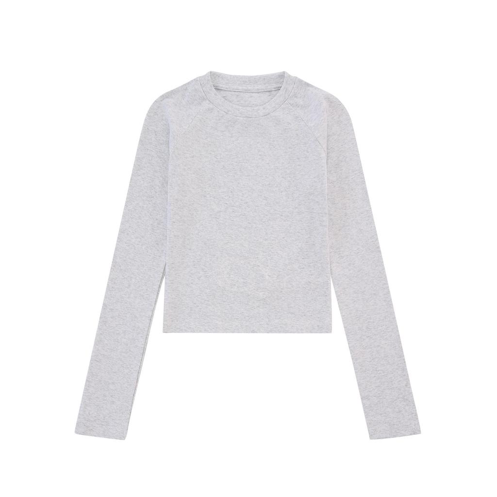 2024 Early Autumn Korean Style Ribbed Slim Fit Long Sleeve Women's T-Shirt with Raglan Sleeves