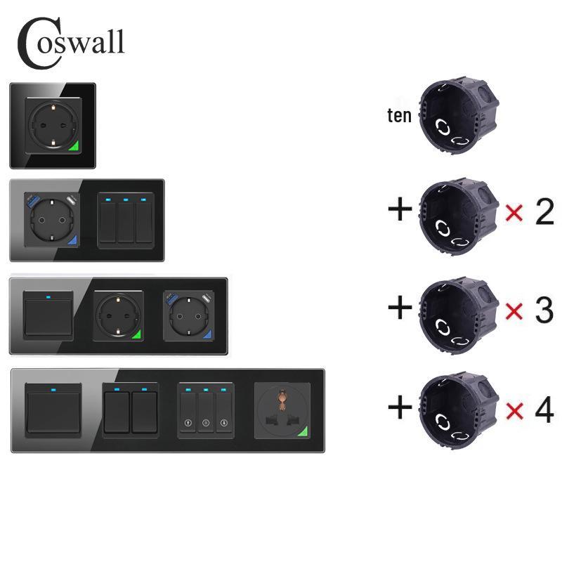 Black Glass Tuya Smart WiFi Wall Socket with Power Stats, Alexa-Compatible, European Standard