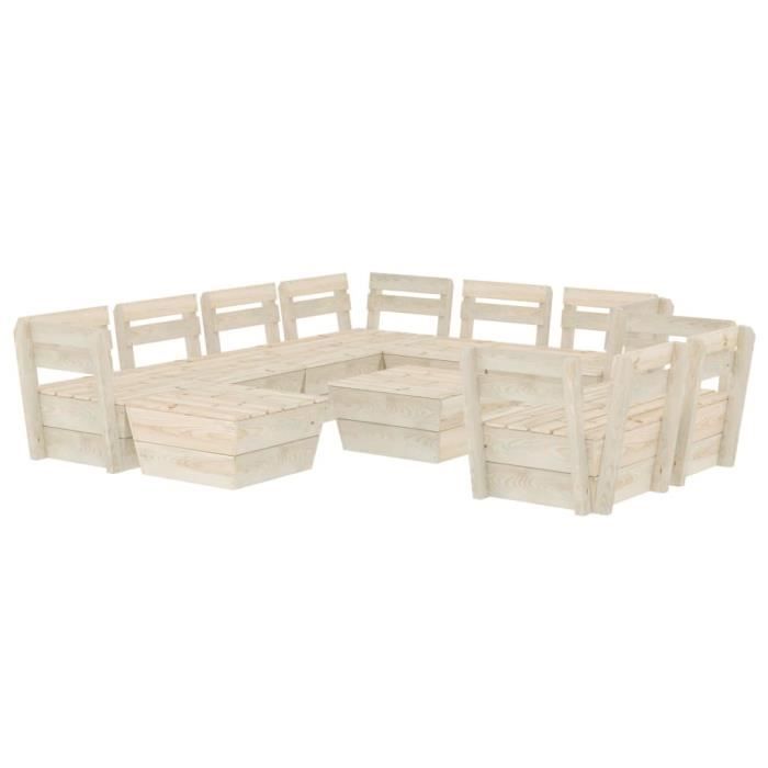 Salon de jardin - VIDAXL - Palette 10 pcs - Bois d'épicéa imprégné - Modulable - 6 personnes