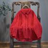 Chemises et Hauts Brodés en Lin pour Femmes Col Revers Bouton Automne Original Vintage Femme Ample Blouse