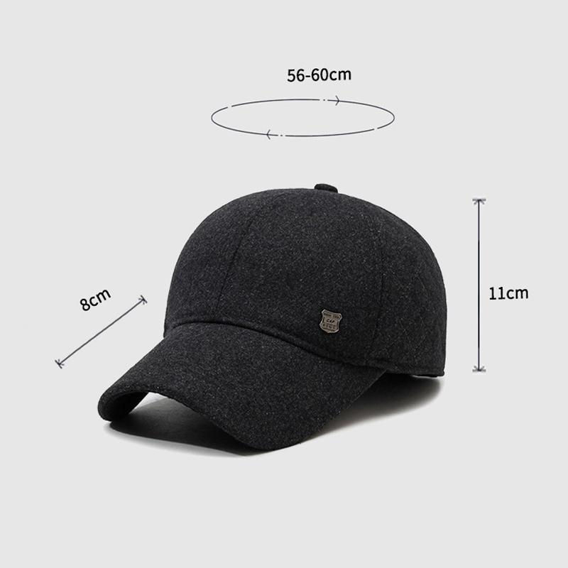 Men's Hat Autumn Winter Middle-aged And Elderly Thick Ear Protection Warm Cap Outdoor Wool Coldproof Dad Cotton Cap