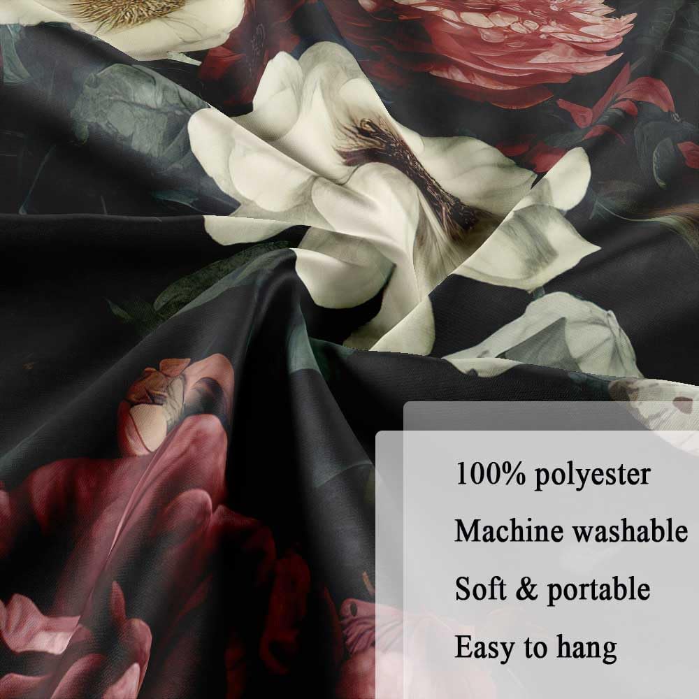 Dark Floral Garden Tapestry, Vintage Red White Rose Print Large Wall Hanging for Bedroom Living Room Aesthetic Home Decor