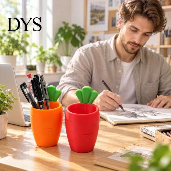 Art Supply Storage Container 3D Printed Carrot Pen Holder, Cute Desktop Organizer for Pencils and Makeup Small Ornament Brushes, Large Capacity