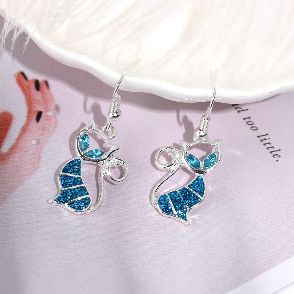 1Pair Exquisite Fashion Elegant Gift Opal Cat Earrings Jewelry Drop Dangle Hook Ear Stud