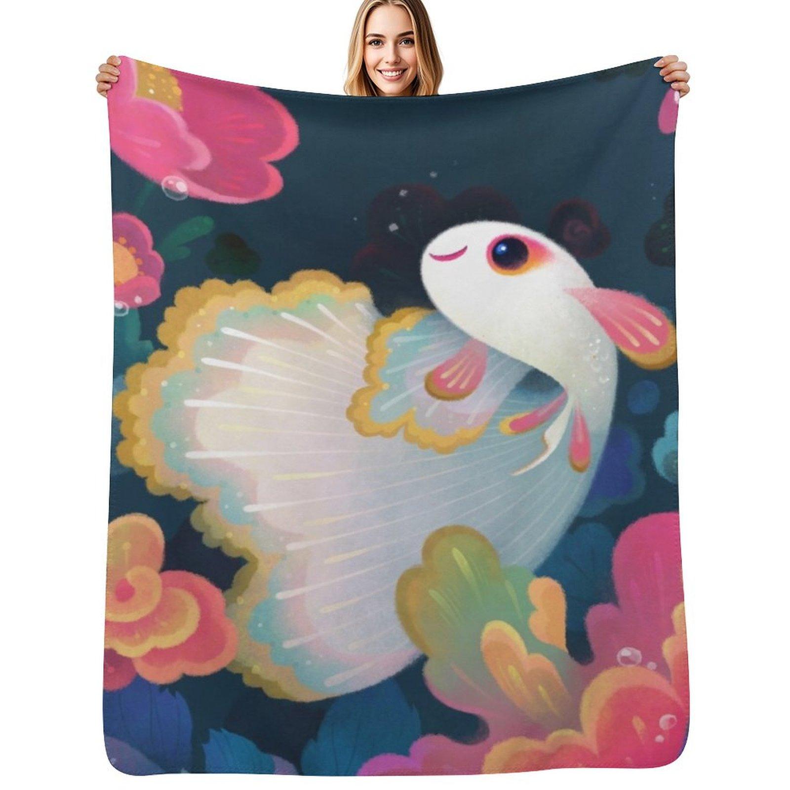 

Flower guppy Throw Blanket Lightweight Warm Blanket for Indoor Outdoor Use 75x100cm