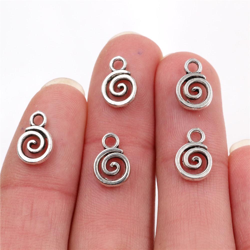 

11x8mm 30pcs Antique Silver Plated Gold Colors Rhodium Swirl Handmade Charms Pendant:DIY for bracelet necklace античний срібного кольору